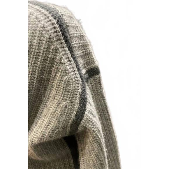 NEW BRAZEAU TRICOT women's cashmere soba funnel neck sweater in steel - Picture 4 of 4